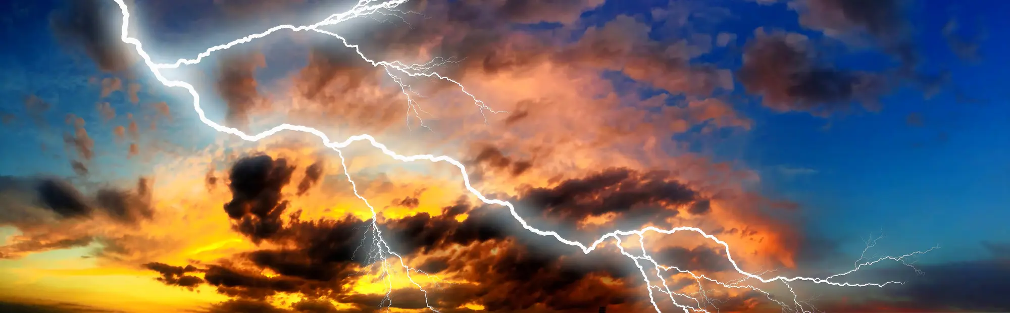 Night cityscape sunset with the strong lightning to illustrate power retrieval