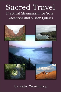 cover art for Sacred Travel with images of places in nature.